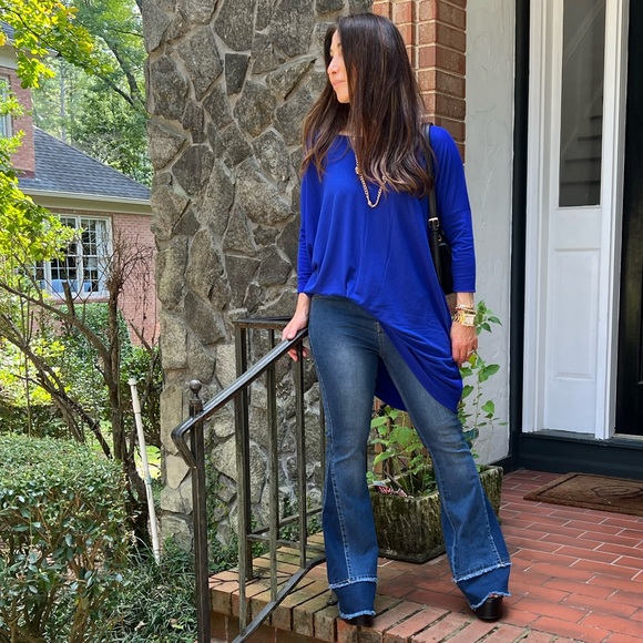 44 Oversized Royal blue Tunic Top with Side Pockets - Picture 3 of 4